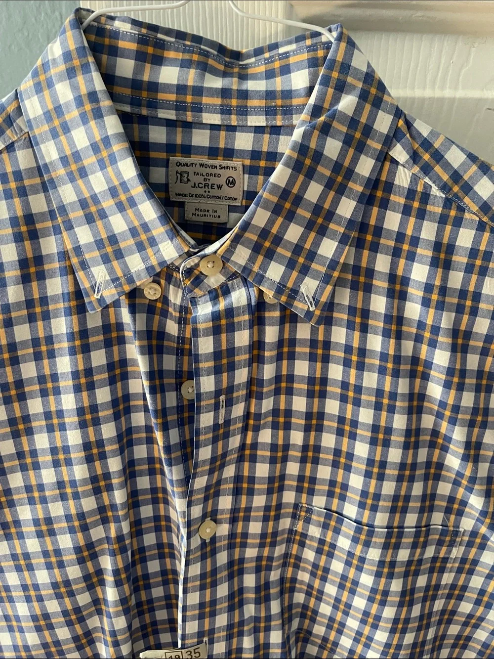 J. Crew Men's Navy, Brown and White Checked Button-Down Shirt